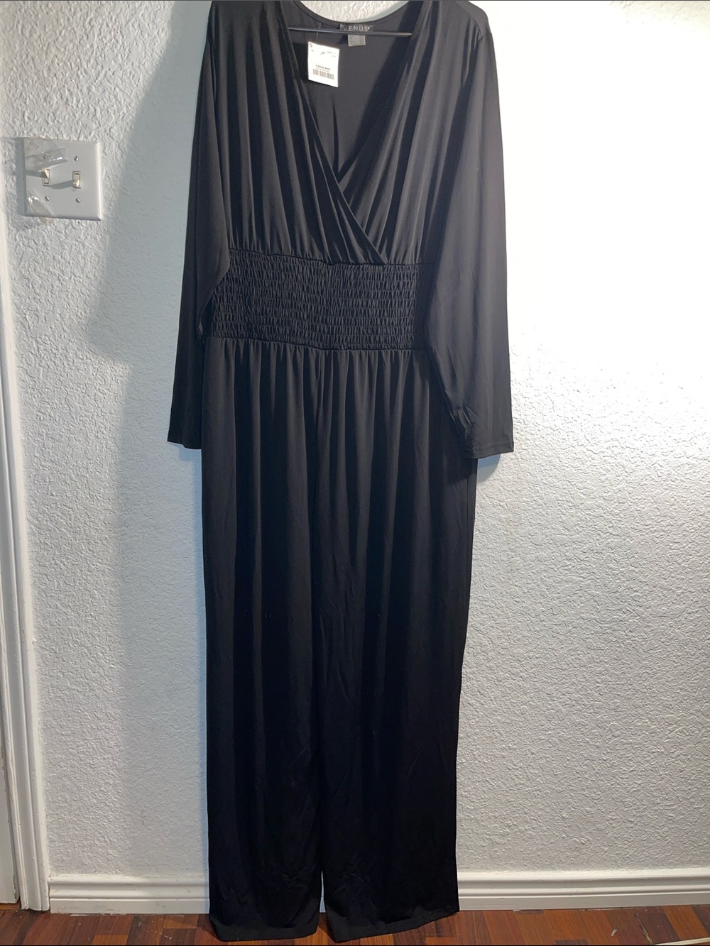 Venus Brand Black Long Sleeve Smocked Waist jumpsuit